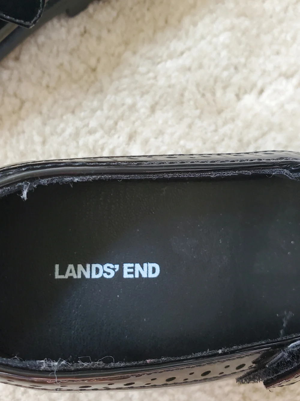 Lands' End Black Patent Youth Mary Jane with Buckle.  Size 13